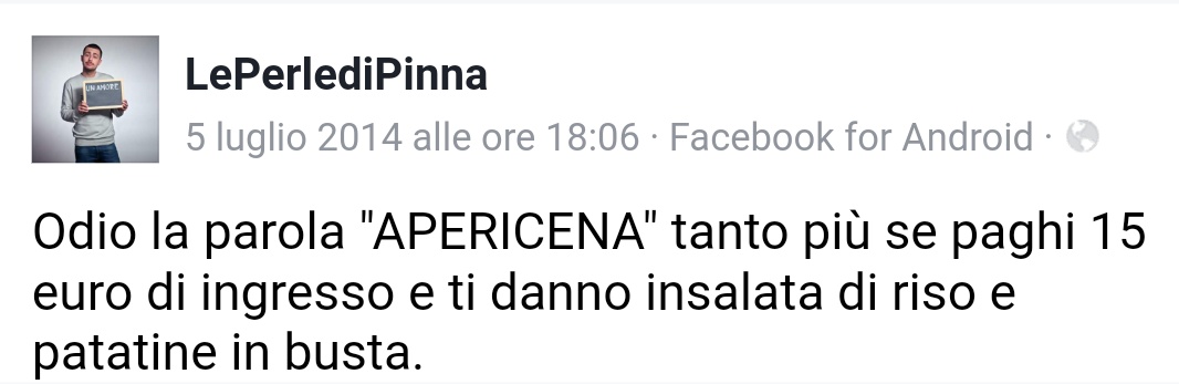 L'APERICENA SECONDO LEPERLEDIPINNA