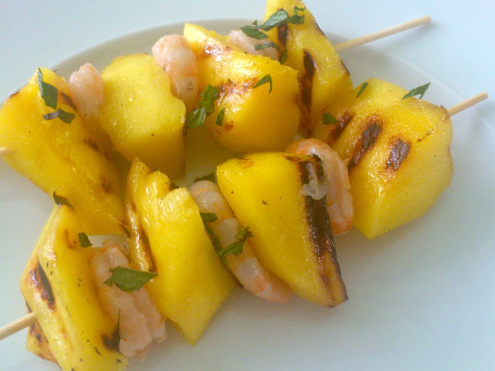 Spiedini gamberi e mango