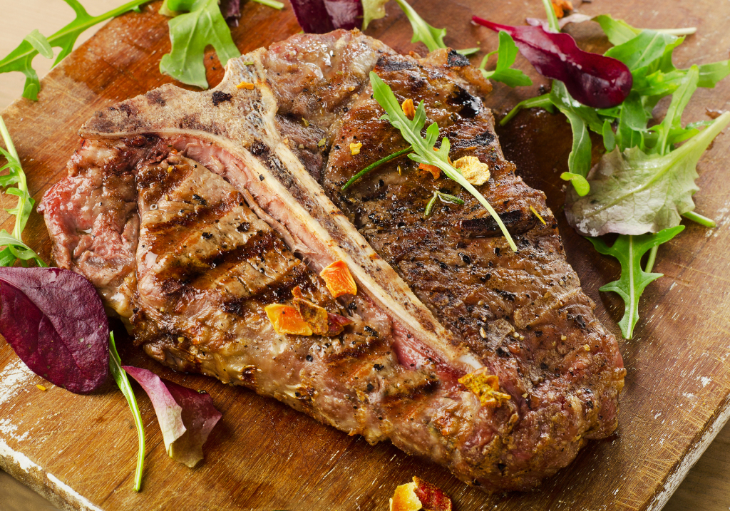 Grilled Bbq T-bone Steak With Fresh Herbs